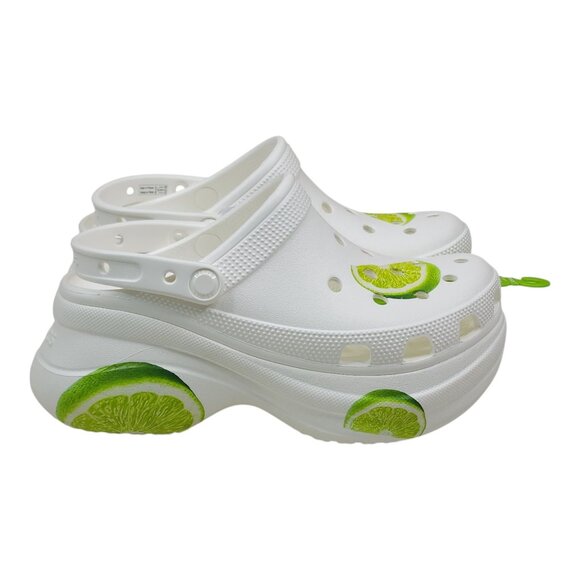 Crocs Bae Fresh Fruits Lime Clogs With Platform Sole Womens 7 White Green Limes - Picture 10 of 12